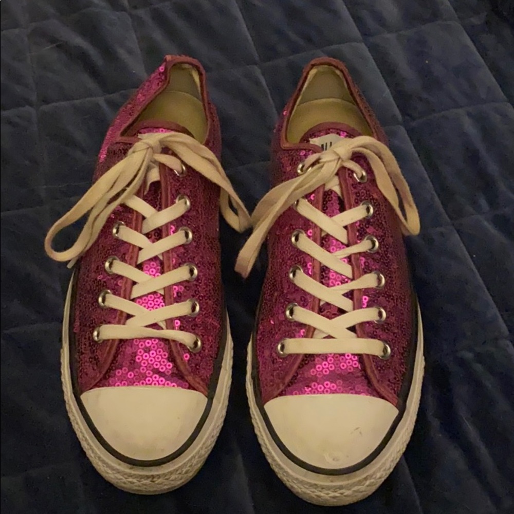 Hot pink sequin Converse Chuck Taylor shoes